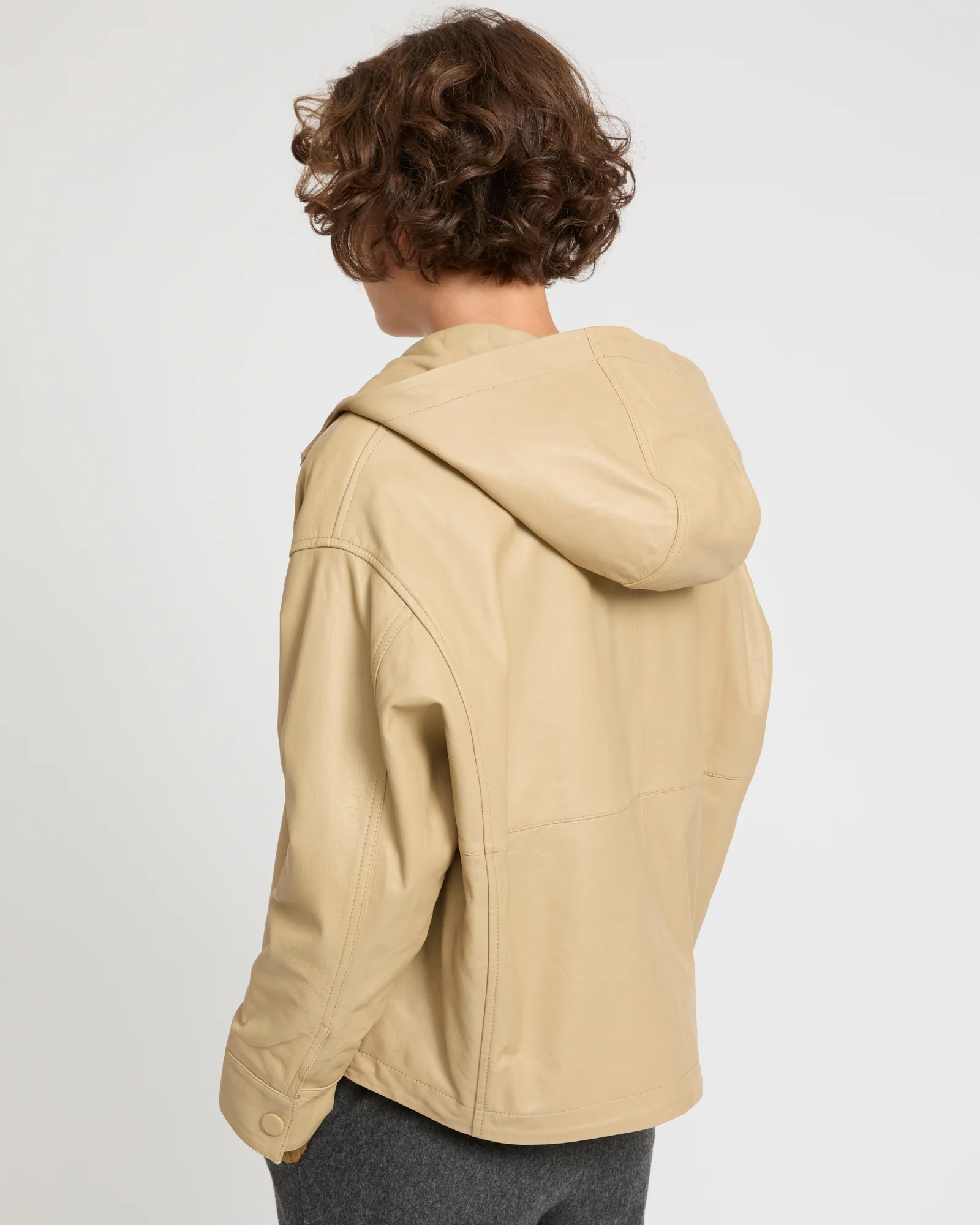 Hoodie jacket in lamb leather D - Imagen 4