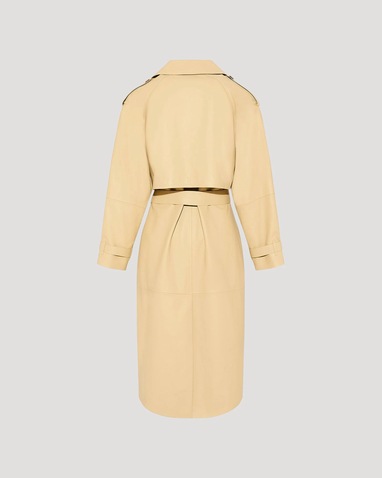 Long belted trench coat in lamb leather M - Imagen 6