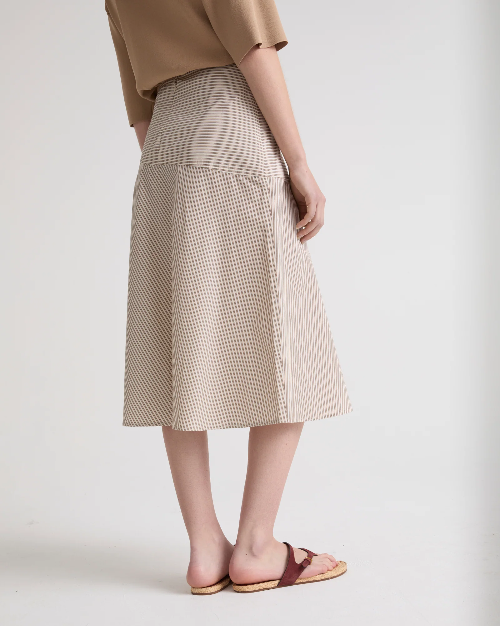 Striped cotton poplin skirt L - Imagen 3