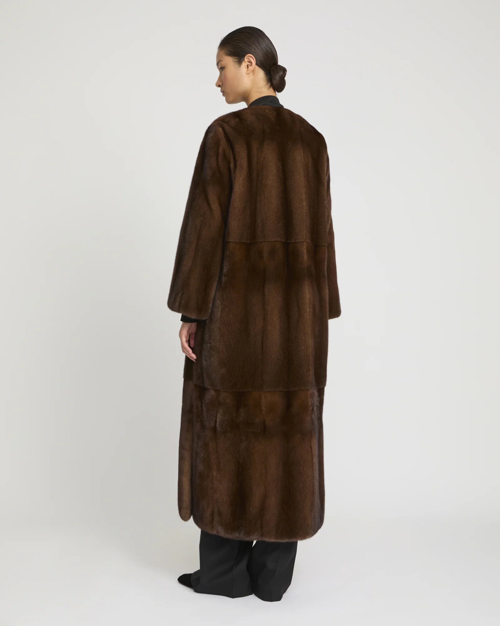 Maxi belted coat in long-haired mink fur C - Imagen 4