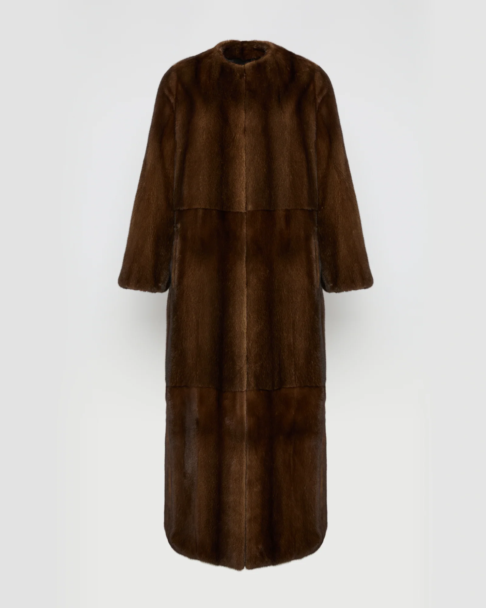 Maxi belted coat in long-haired mink fur C - Imagen 5