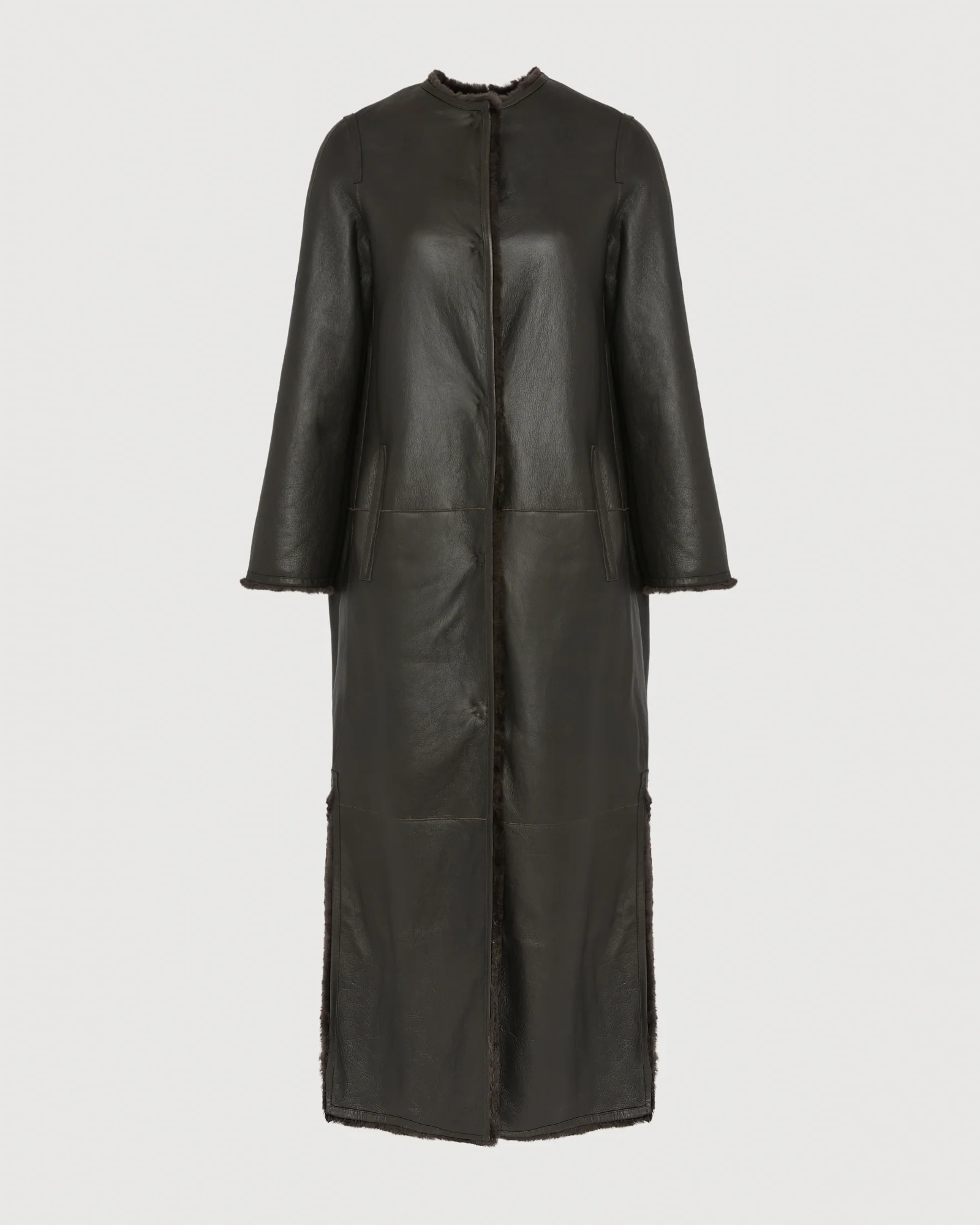 Extra long draped lambskin shearling coat F - Imagen 7
