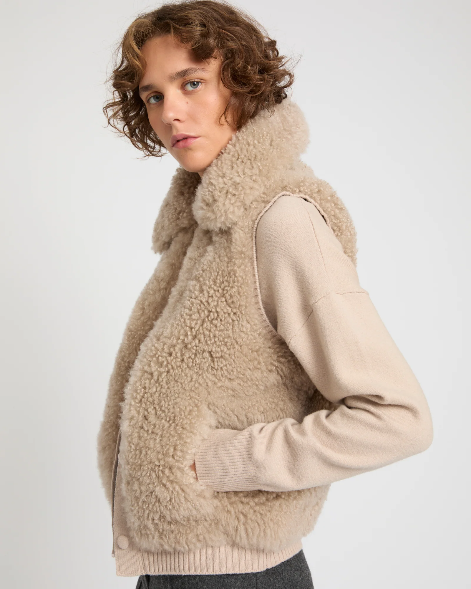 Cashmere lambskin and Merino knit gilet F - Imagen 4