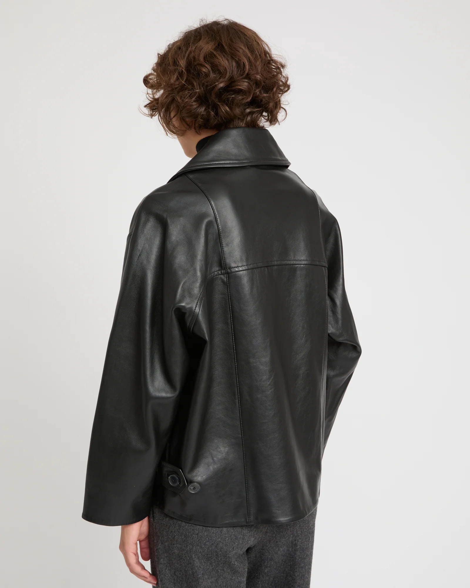 Lamb leather peacoat L - Imagen 4