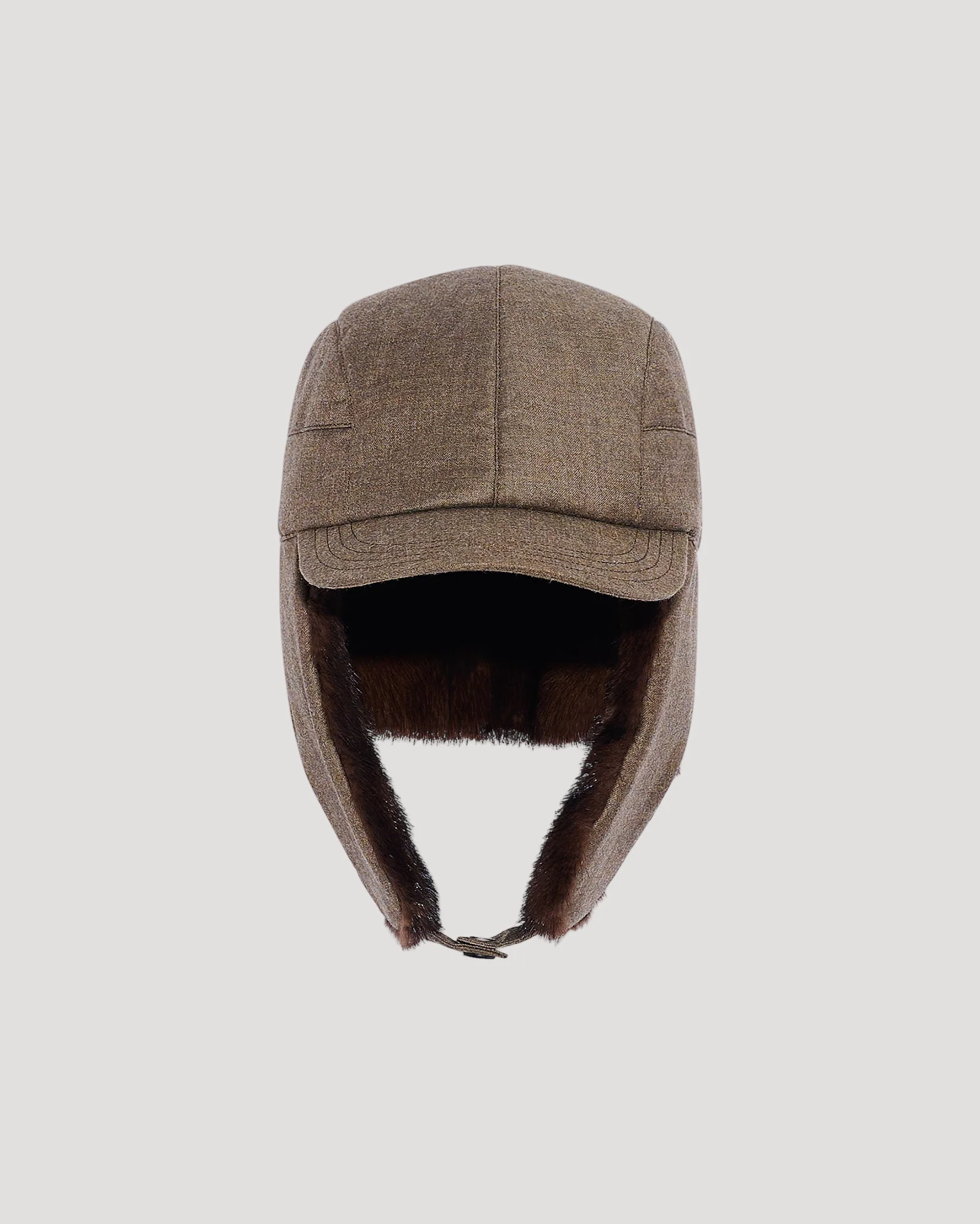 Ushanka-style cap in Loro Piana fabric and mink L - Imagen 2