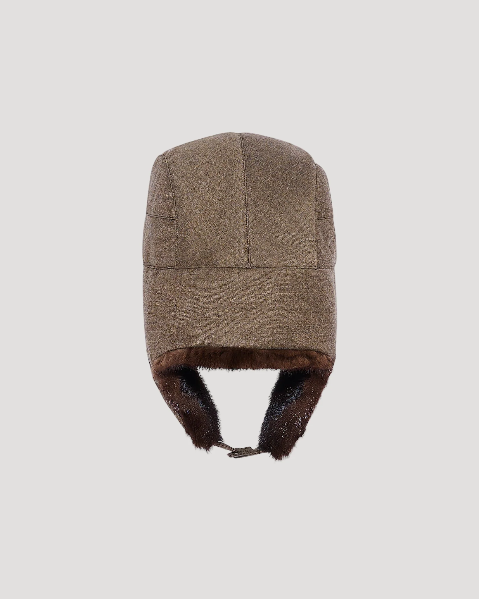 Ushanka-style cap in Loro Piana fabric and mink L - Imagen 3