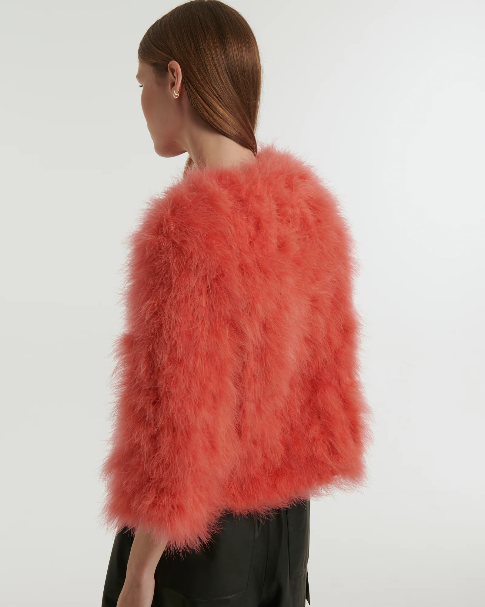 Cropped feather jacket M - Imagen 4